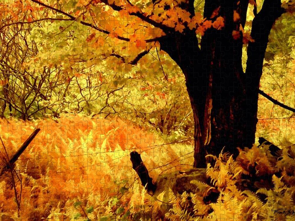 Maples Ferns And Barbed Wire Jigsaw Puzzle featuring the photograph Maples Ferns and Barbed Wire by Frank Wilson