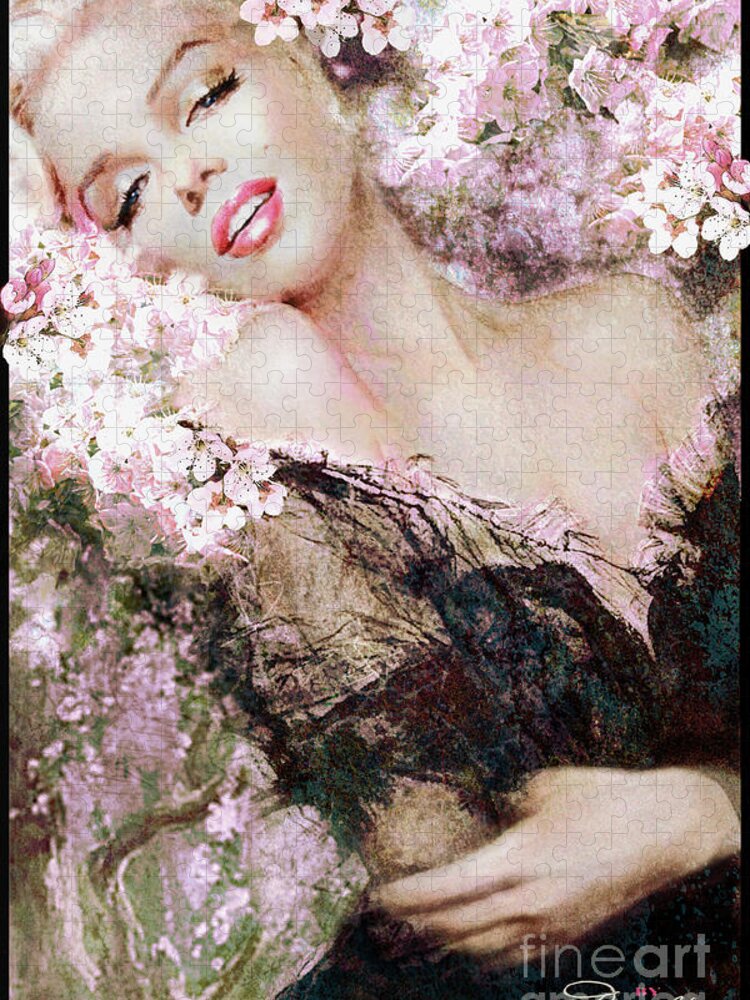 Theo Danella Jigsaw Puzzle featuring the painting Marilyn Cherry Blossom b by Theo Danella