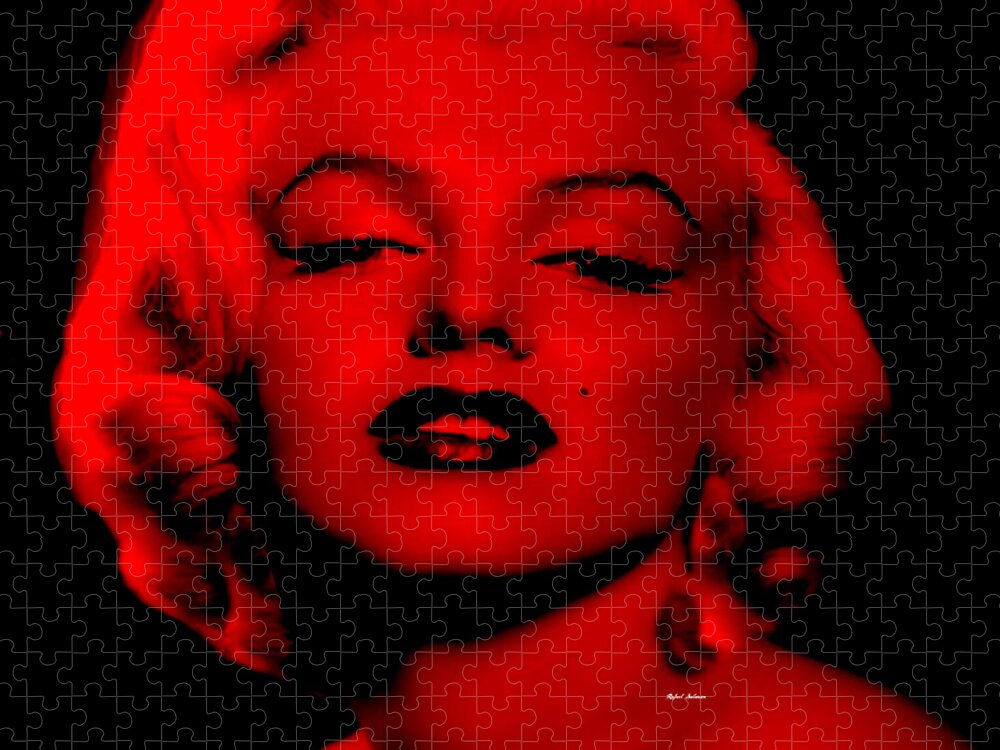 Marilyn Monroe Jigsaw Puzzle featuring the digital art Marilyn Monroe in Red. Pop Art by Rafael Salazar