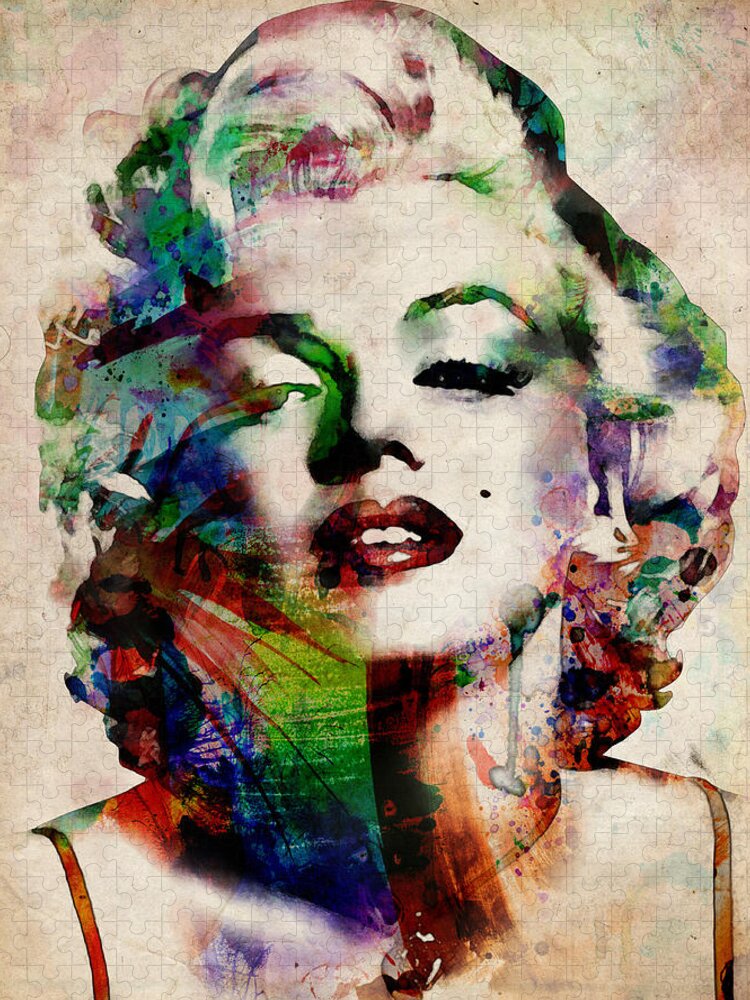 Marilyn Monroe Jigsaw Puzzle featuring the digital art Marilyn by Michael Tompsett