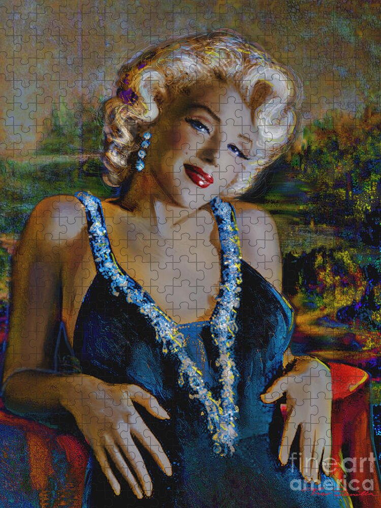 Marilyn Jigsaw Puzzle featuring the painting Marilyn Monroe 126 Monalisa by Theo Danella