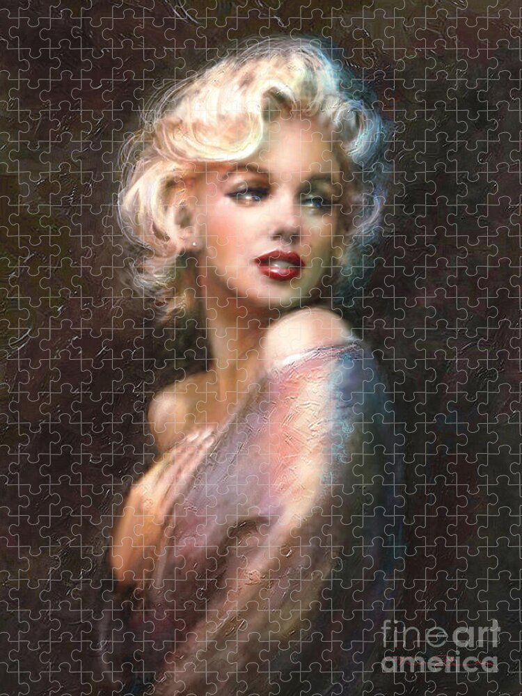 Marilyn Jigsaw Puzzle featuring the painting Marilyn romantic WW 1 by Theo Danella