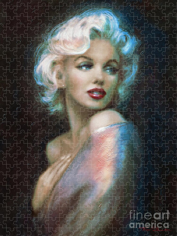 Marilyn Jigsaw Puzzle featuring the painting Marilyn romantic WW 6 A by Theo Danella