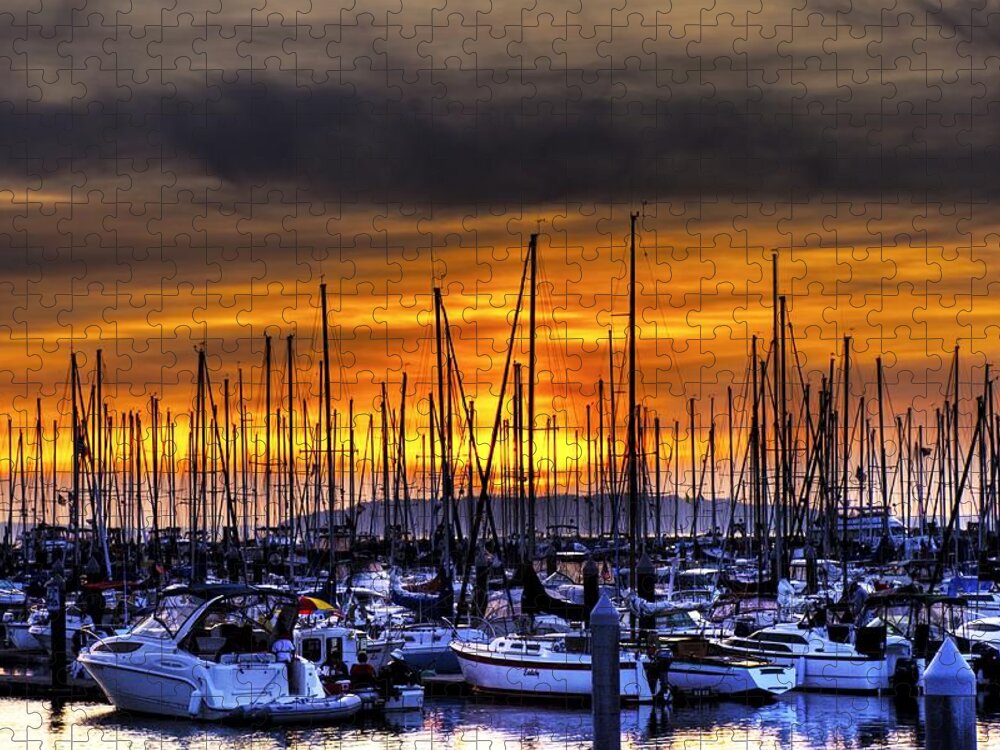 Hdr Jigsaw Puzzle featuring the photograph Marina at Sunset by Brad Granger