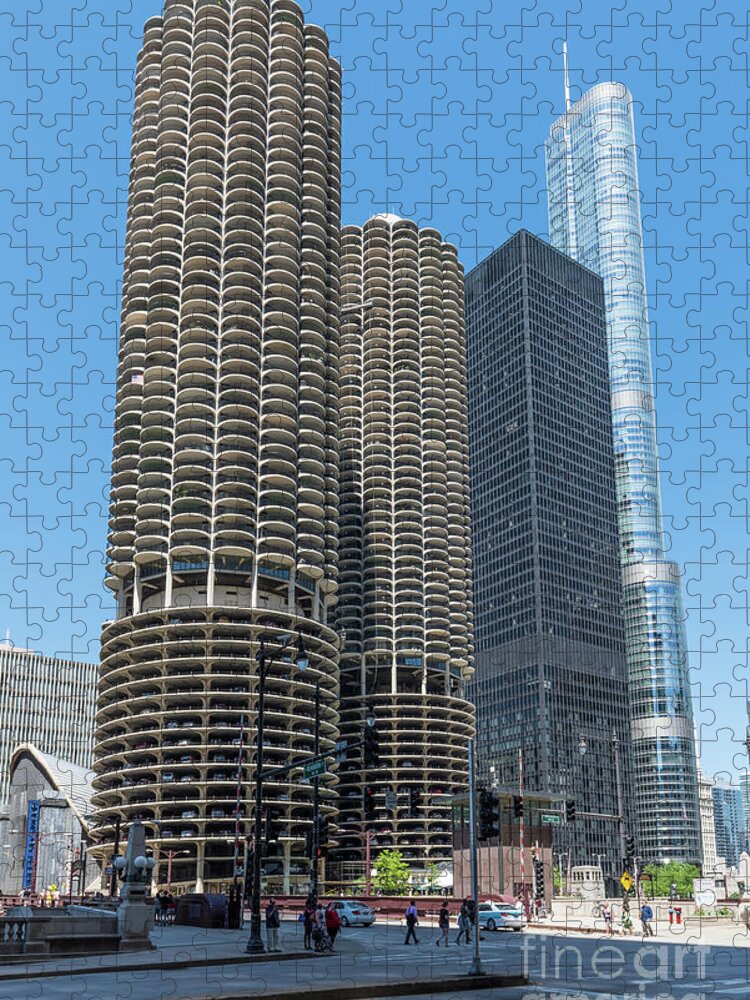 Chicago Jigsaw Puzzle featuring the photograph Marina City, AMA Plaza, and Trump Tower by David Levin