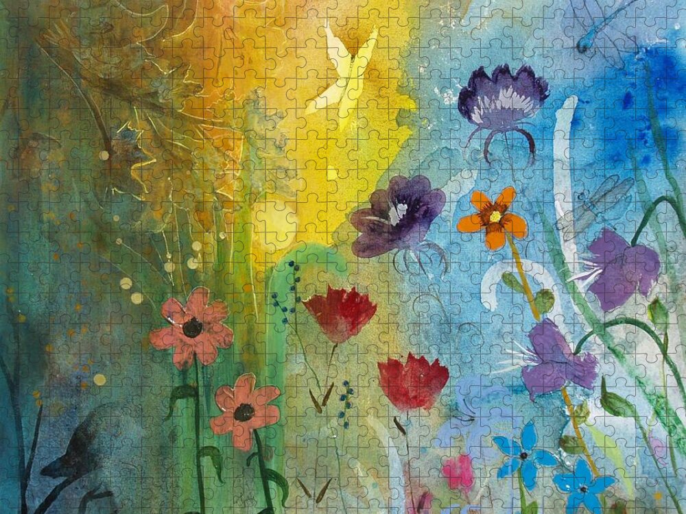 Mariposa Jigsaw Puzzle featuring the painting Mariposa by Robin Pedrero