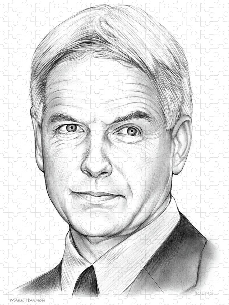 Mark Harmon Jigsaw Puzzle featuring the drawing Mark Harmon by Greg Joens