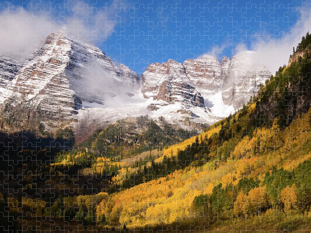 Colorado Jigsaw Puzzle featuring the photograph Maroon Bells by Steve Stuller