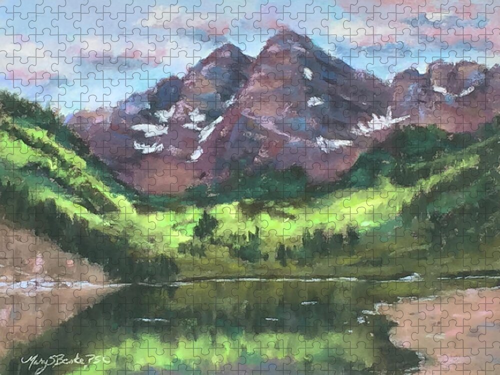 Colorado Jigsaw Puzzle featuring the pastel Maroon Reflections by Mary Benke