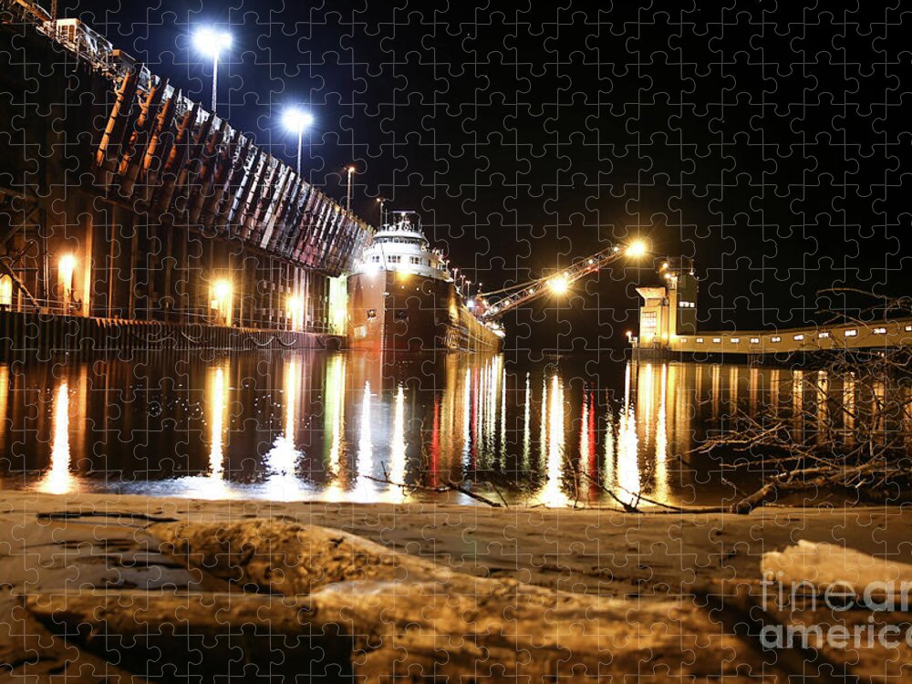 Ship Jigsaw Puzzle featuring the photograph Marquette Michigan Upper Ore Dock -7685 by Norris Seward