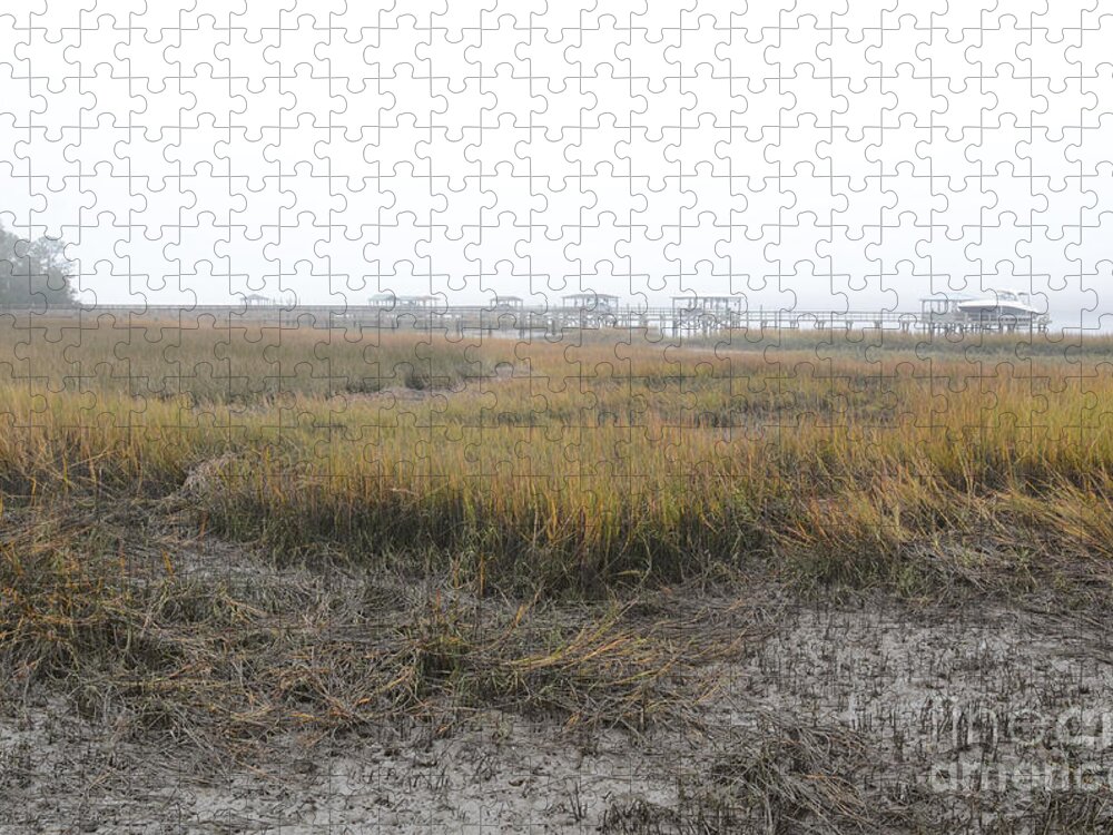 Marsh Jigsaw Puzzle featuring the photograph Marsh Grass Fog by Dale Powell