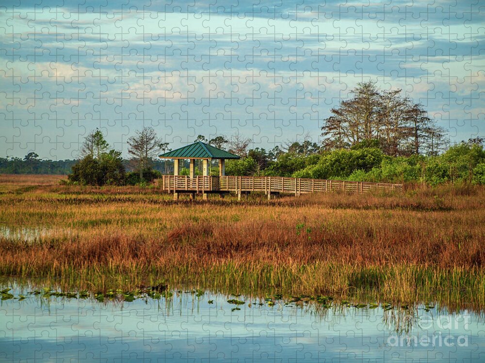 Marsh Jigsaw Puzzle featuring the photograph Marsh Observation Deck by Tom Claud