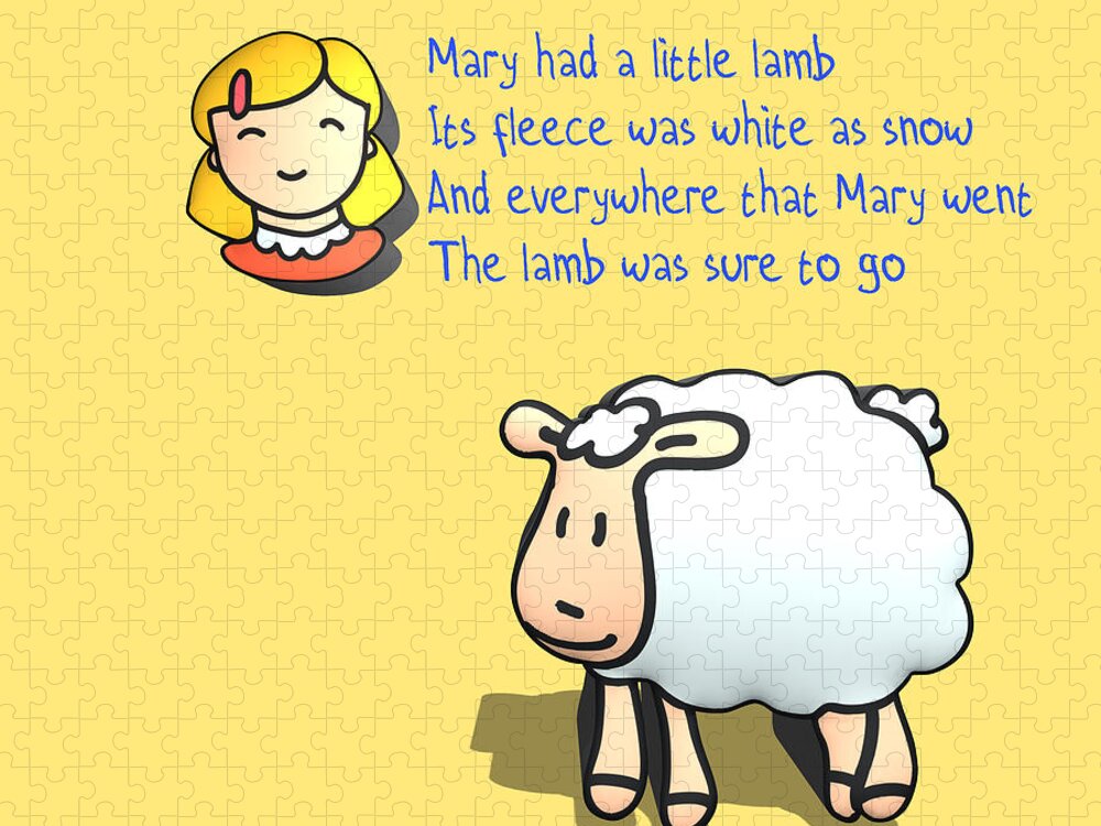 Mary Jigsaw Puzzle featuring the digital art Mary had a little lamb by Humorous Quotes
