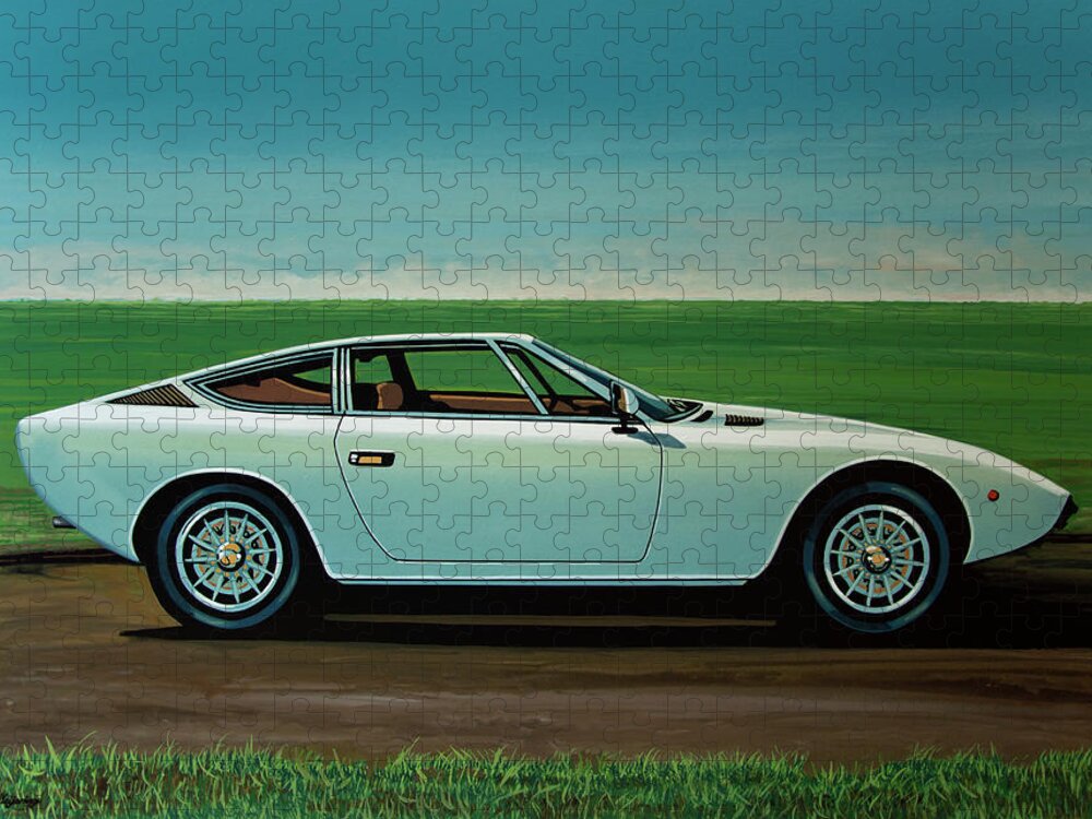 Maserati Khamsin Jigsaw Puzzle featuring the painting Maserati Khamsin 1974 Painting by Paul Meijering