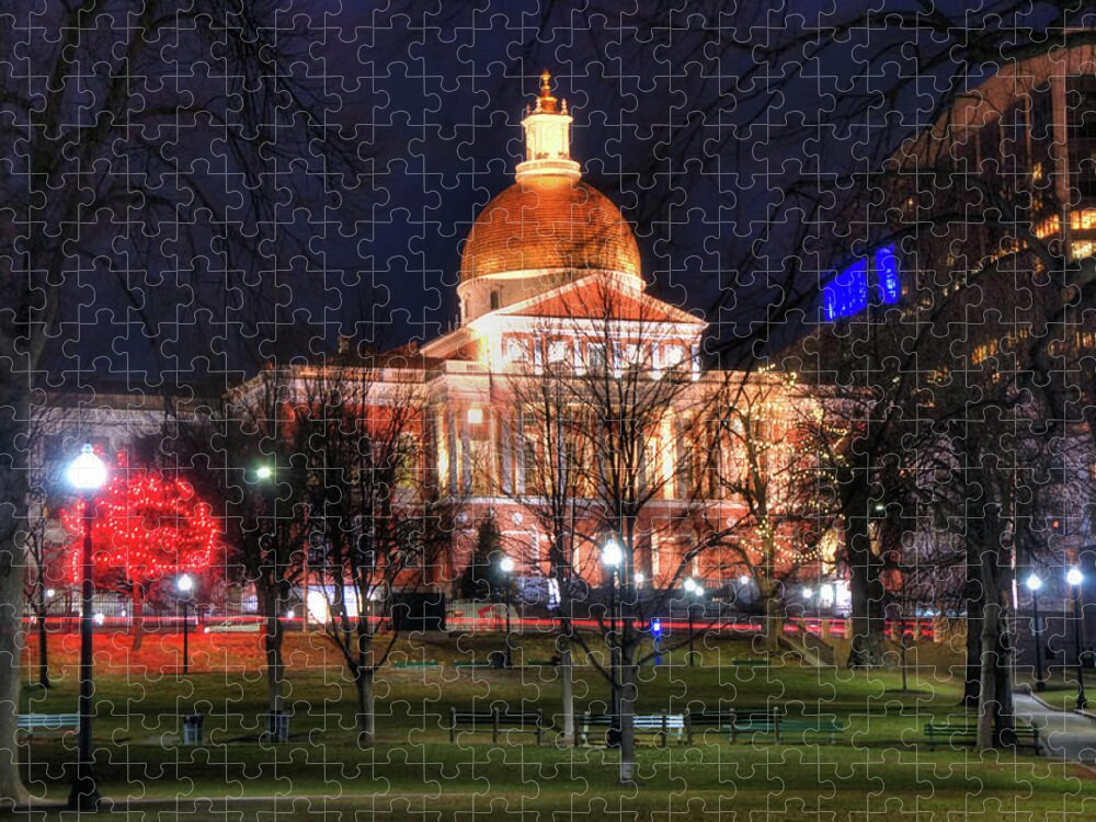 Massachusetts State House Jigsaw Puzzle featuring the photograph Massachusetts State House - Boston by Joann Vitali