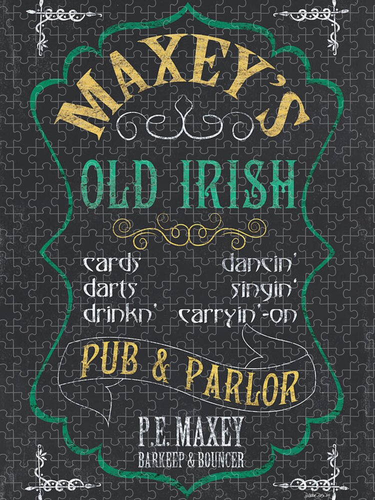 Beer Puzzle featuring the mixed media Maxey's Old Irish Pub by Debbie DeWitt