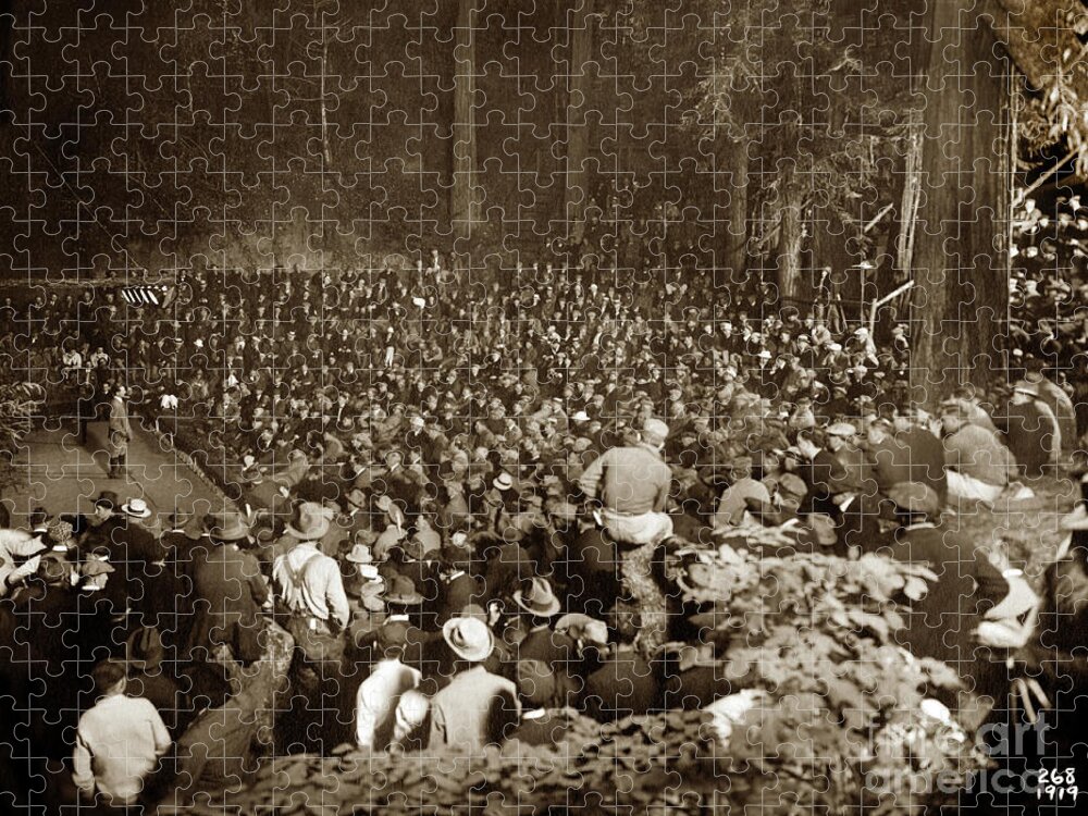 Members of the Bohemian Club at the Bohemian Grove 1919 Jigsaw Puzzle by  Monterey County Historical Society - Pixels