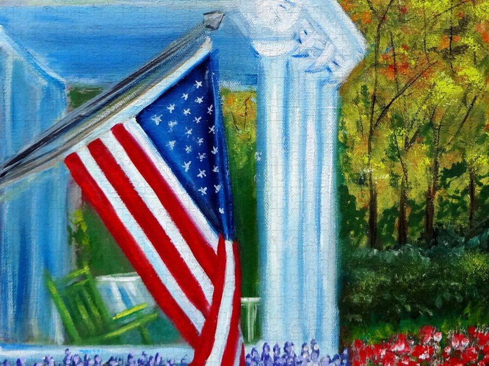 Flag Jigsaw Puzzle featuring the painting Memorial Day USA Flag by Katy Hawk