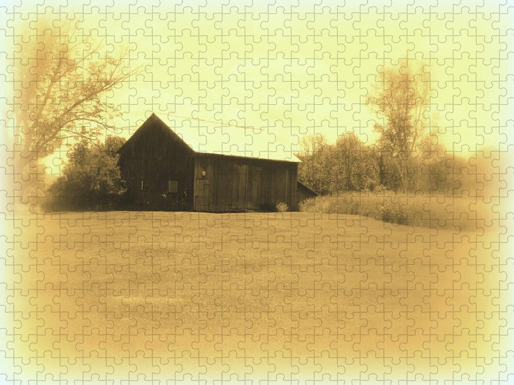 Architectural Jigsaw Puzzle featuring the photograph Memories of Long Ago - Barn by Susan Lafleur