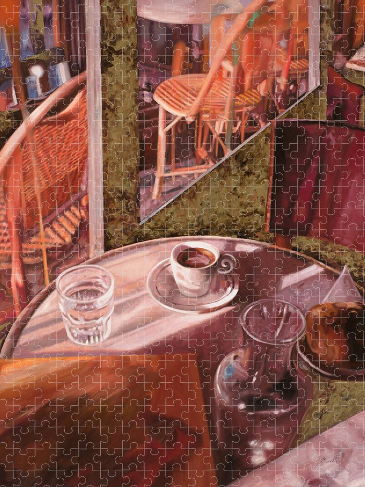 Caffe Jigsaw Puzzle featuring the painting Mentre Ti Aspetto by Guido Borelli
