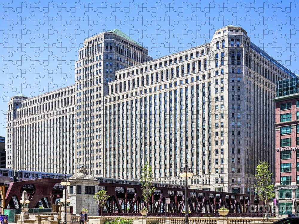 Art Jigsaw Puzzle featuring the photograph Merchandise Mart Overlooking the L by David Levin