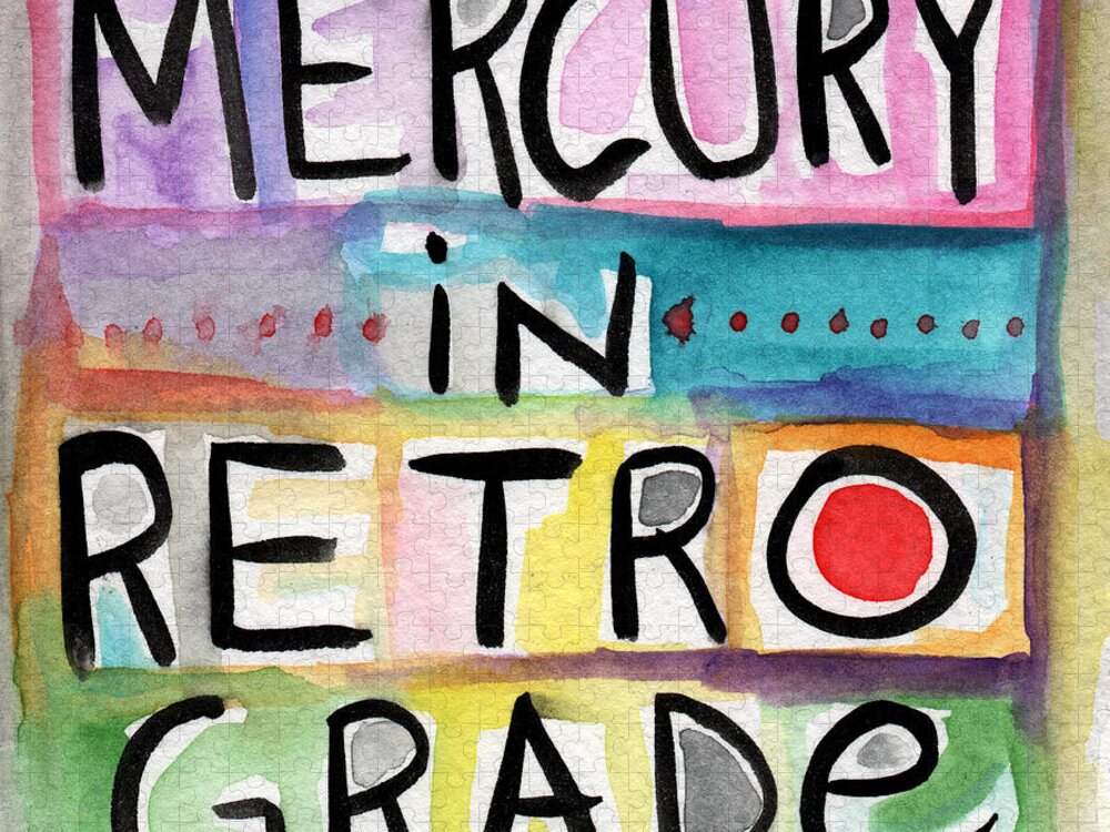 Mercury In Retrograde Jigsaw Puzzle featuring the painting Mercury In Retrograde Square- Art by Linda Woods by Linda Woods