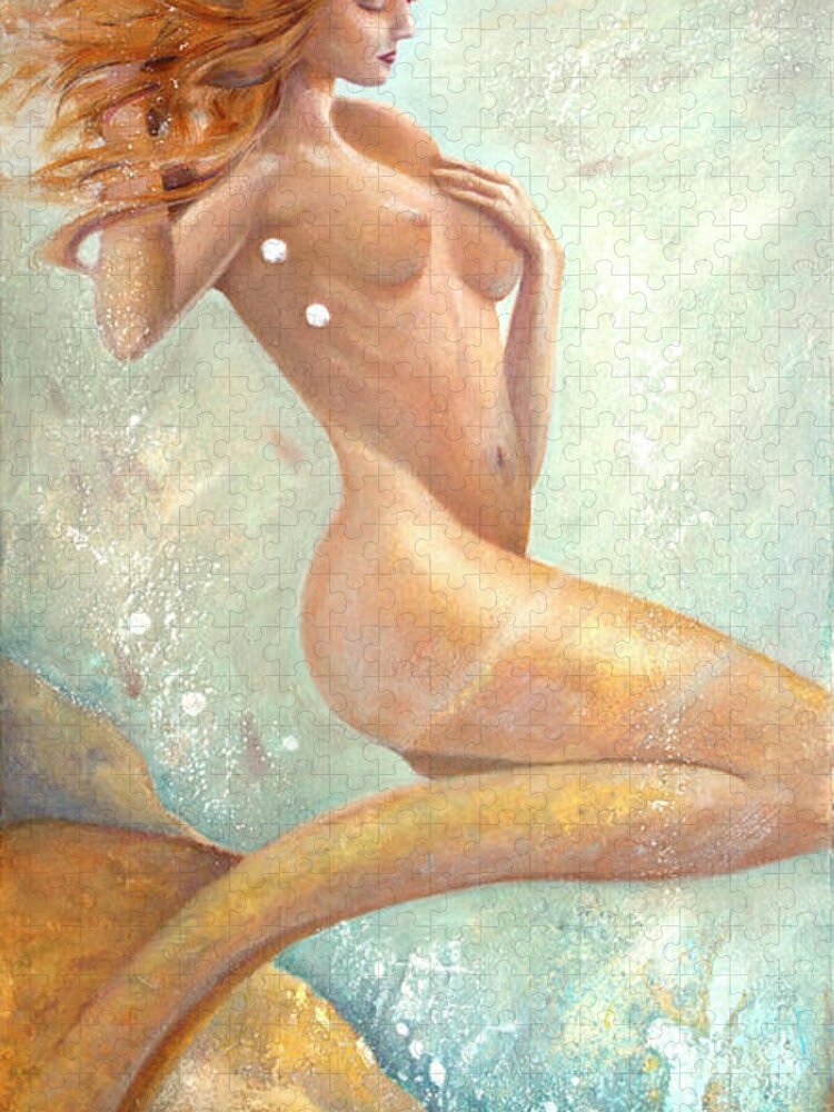 Nude Jigsaw Puzzle featuring the painting Mermaid Dream by Michael Rock