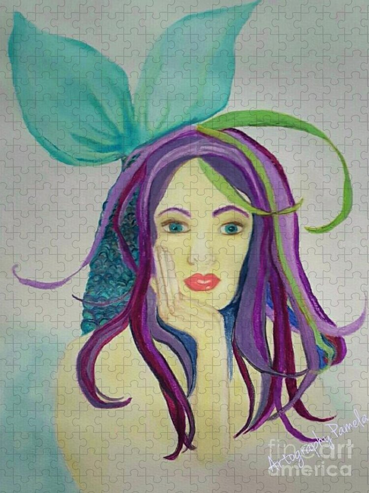 Mermaids Jigsaw Puzzle featuring the painting Mardis Gras Mermaid by Pamela Smale Williams