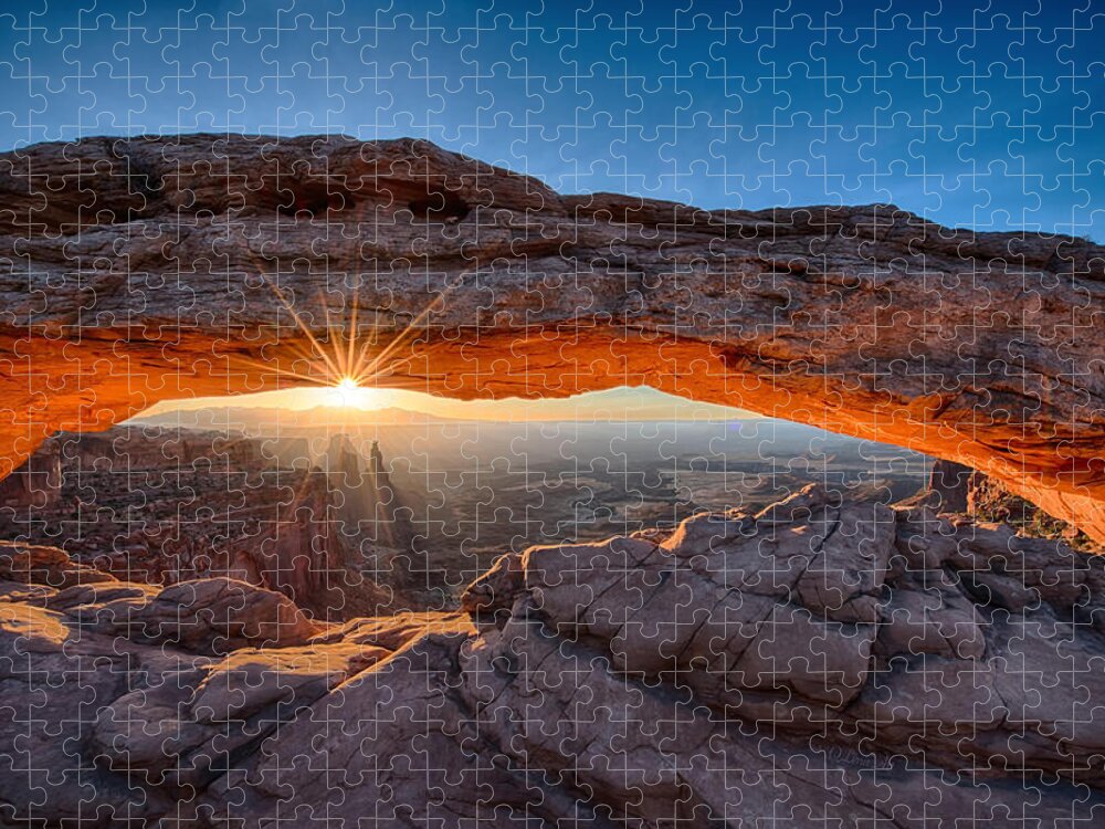 Canyonlands Jigsaw Puzzle featuring the photograph The Sunrise View Through the Mesa Arch by O Lena