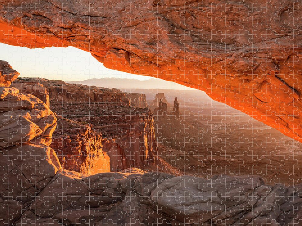 Mesa Arch Sunrise Canyonlands National Park Moab Utah Jigsaw Puzzle featuring the photograph Mesa Arch Sunrise 5 - Canyonlands National Park - Moab Utah by Brian Harig