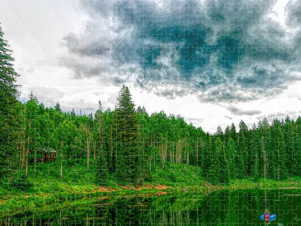 Mesa Jigsaw Puzzle featuring the digital art Mesa Fishing by David Luebbert