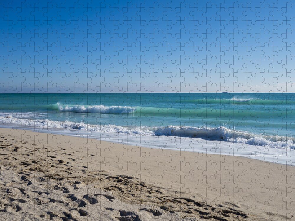 Miami Jigsaw Puzzle featuring the photograph Miami Beach Blue Sky Blue Ocean by Toby McGuire