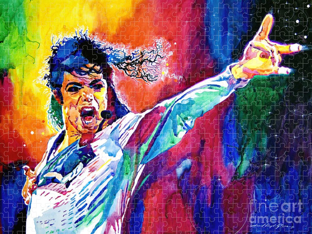 Michael Jackson Jigsaw Puzzle featuring the painting Michael Jackson Force by David Lloyd Glover