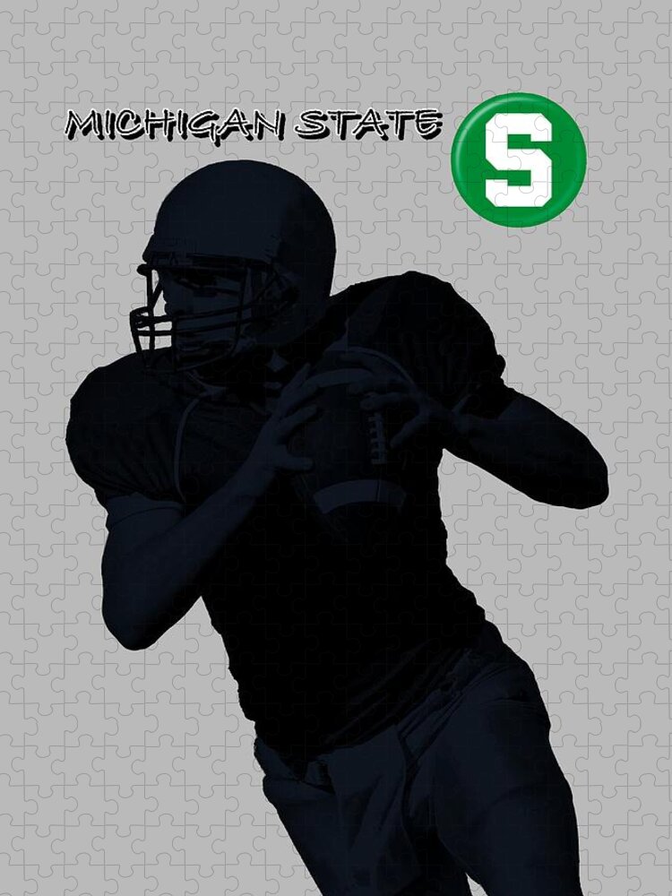Football Jigsaw Puzzle featuring the digital art Michigan State Football by David Dehner
