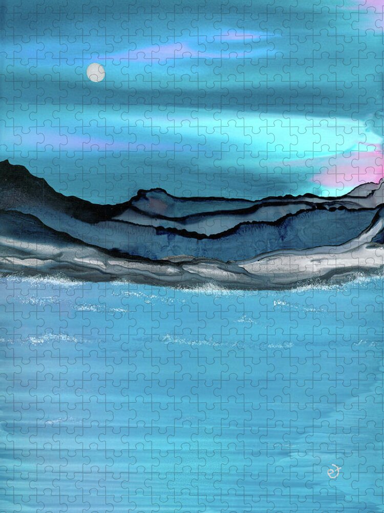 Silver Moon Jigsaw Puzzle featuring the painting Midday Moon by Eli Tynan