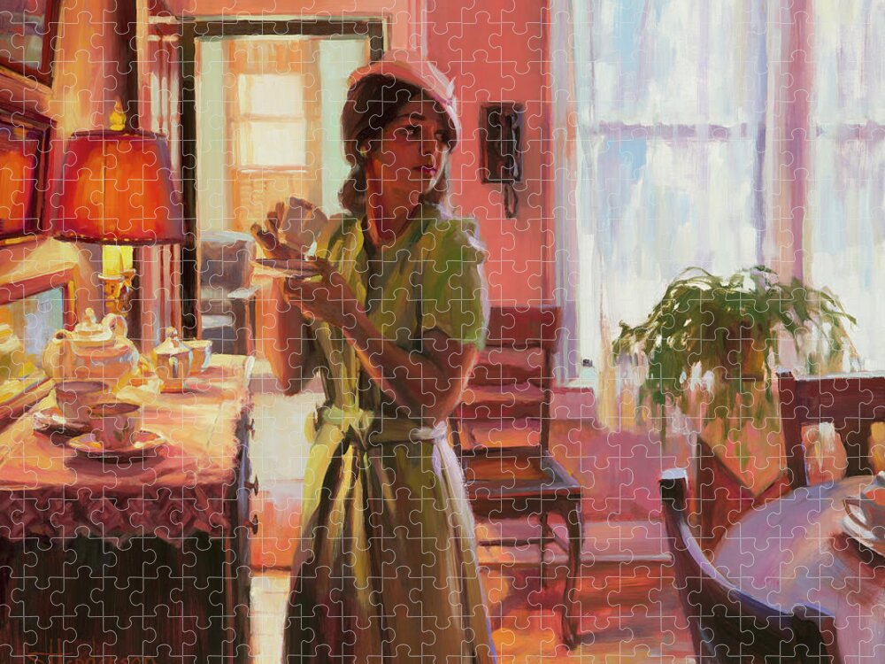 Nostalgia Jigsaw Puzzle featuring the painting Midday Tea by Steve Henderson