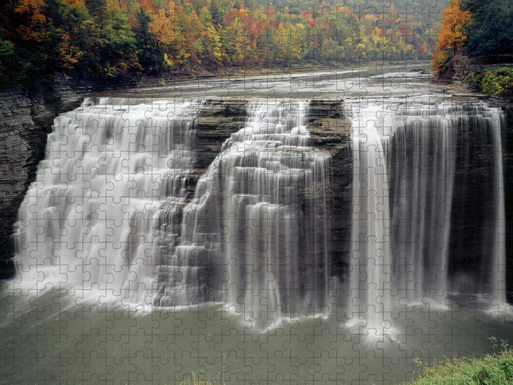 Middle Genesee Falls Jigsaw Puzzle featuring the photograph Middle Genesee Falls 131616 by Ed Cooper Photography