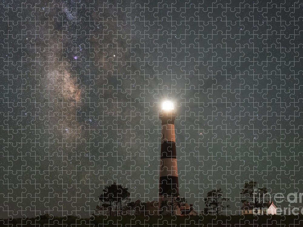 Bodie Island Lightouse Jigsaw Puzzle featuring the photograph Milky Way Nightlight by Michael Ver Sprill