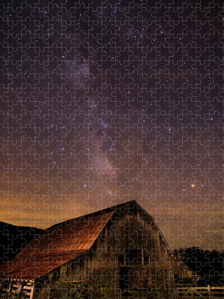 Milky Way Jigsaw Puzzle featuring the photograph Milky Way over Boxley Barn by Eilish Palmer