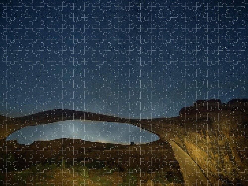 Landscape Arch Jigsaw Puzzle featuring the photograph Milky way over Landscape arch by Kunal Mehra