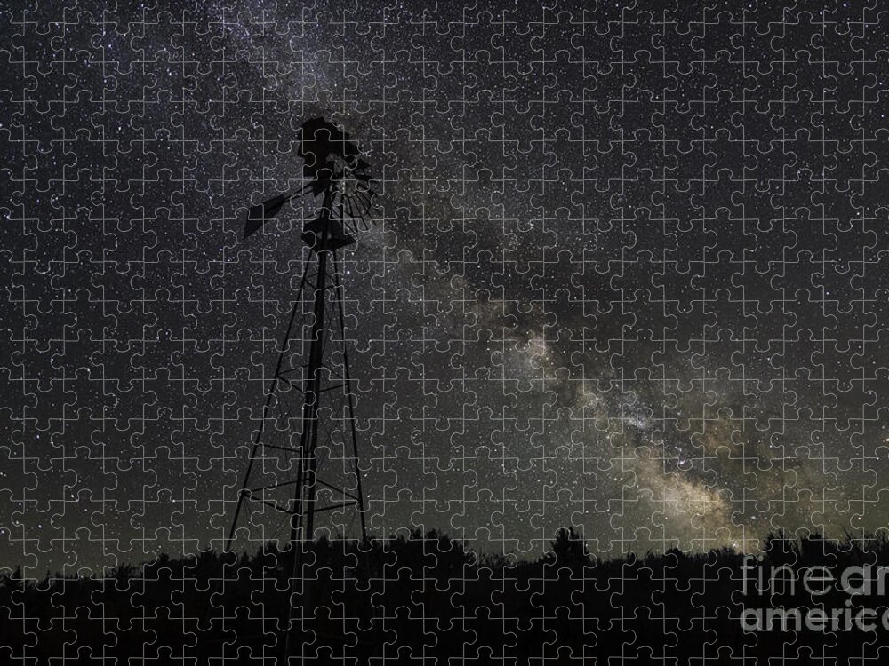 The Explorer Jigsaw Puzzle featuring the photograph Milky Way Windmill by Michael Ver Sprill