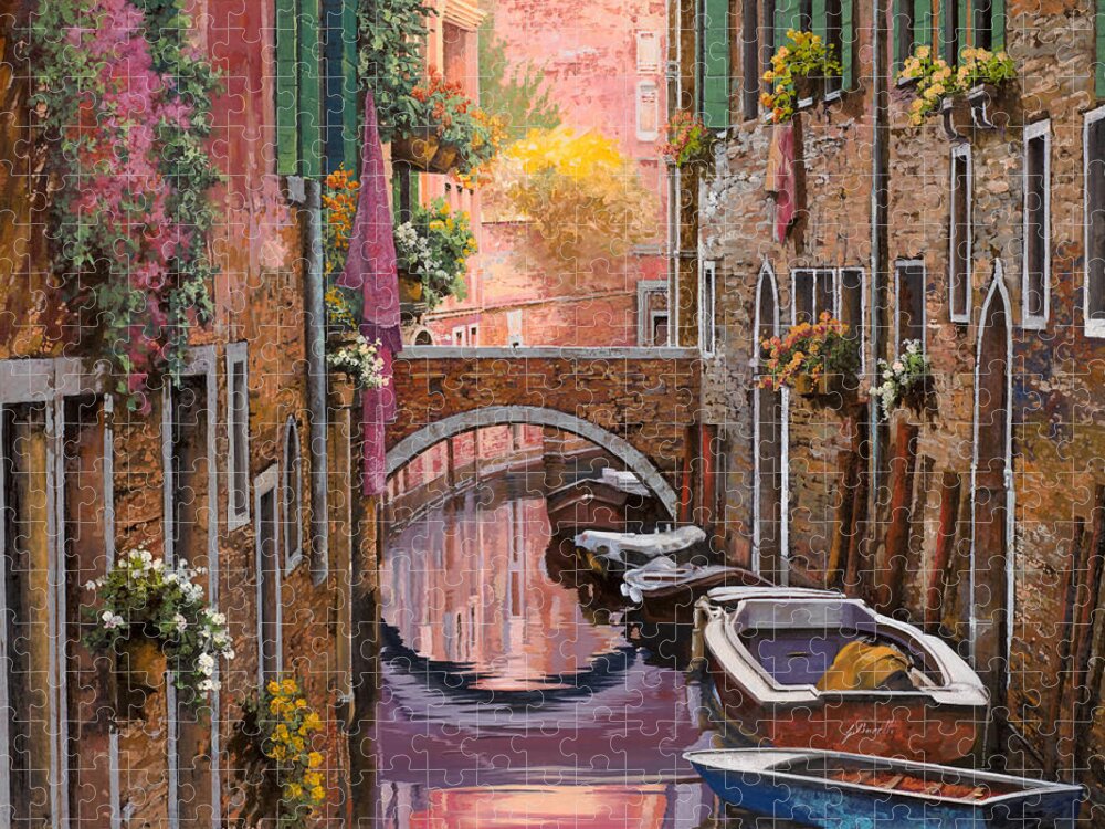 Venice Jigsaw Puzzle featuring the painting Mimosa Sui Canali by Guido Borelli
