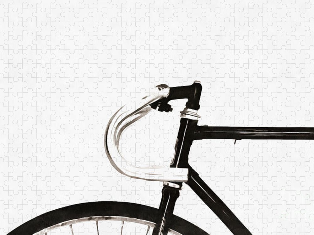 Minimalist Jigsaw Puzzle featuring the photograph Minimalist Bicycle Painting by Edward Fielding