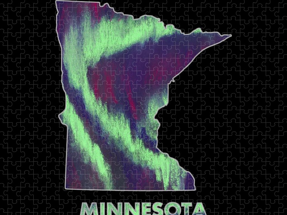 Minnesota Jigsaw Puzzle featuring the digital art Minnesota - Northern Lights - Aurora Hunters by Anastasiya Malakhova