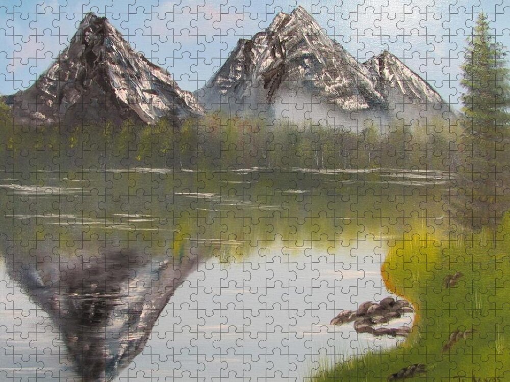 Mountain Jigsaw Puzzle featuring the painting Mirror Mountain by Thomas Janos
