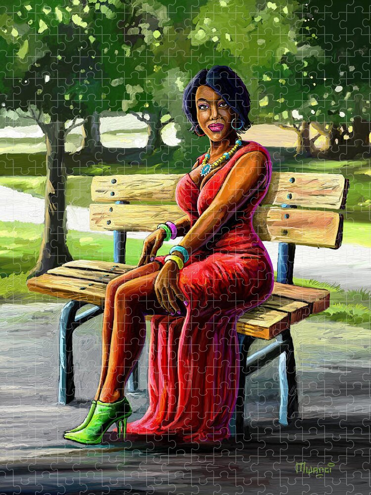 Fashion Jigsaw Puzzle featuring the painting Mismatched and Happy by Anthony Mwangi
