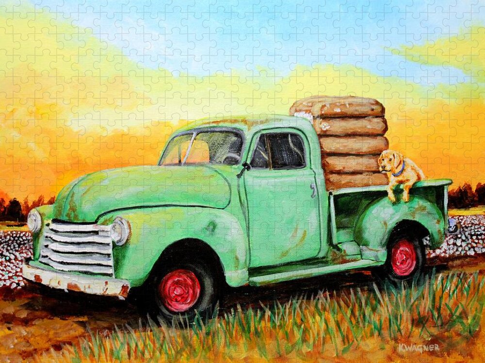 Mississippi Jigsaw Puzzle featuring the painting Mississippi Delta Dirt Road by Karl Wagner