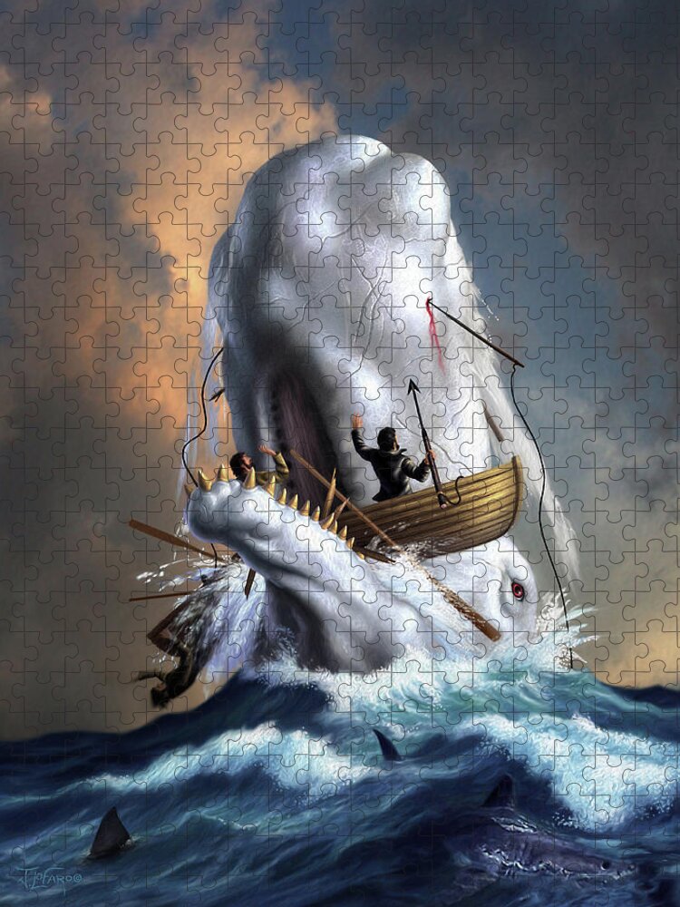 Moby Dick Jigsaw Puzzle featuring the digital art Moby Dick 1 by Jerry LoFaro