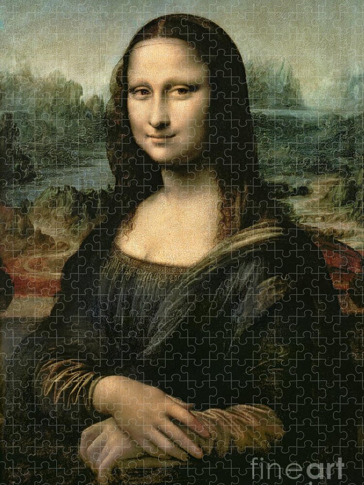 Mona Jigsaw Puzzle featuring the painting Mona Lisa by Leonardo da Vinci