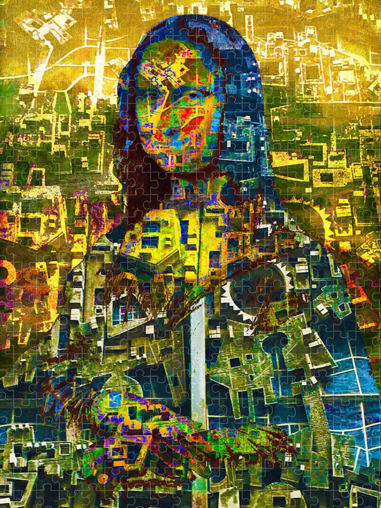 Mona Lisa Jigsaw Puzzle featuring the mixed media Mona by Tony Rubino